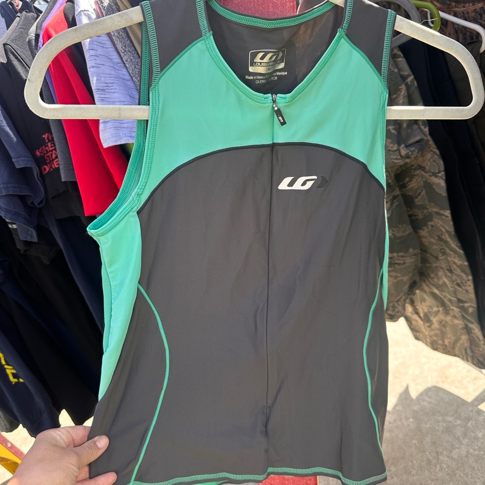 Women's Black and Teal Performance Tank
